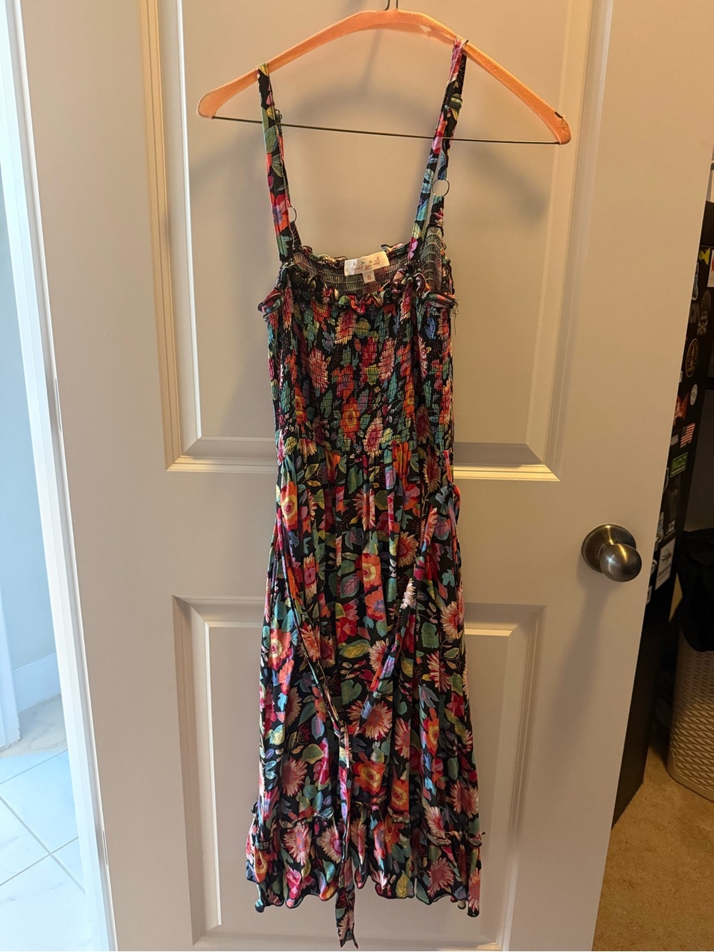 Floral Smocked Midi Dress in Multicolor
